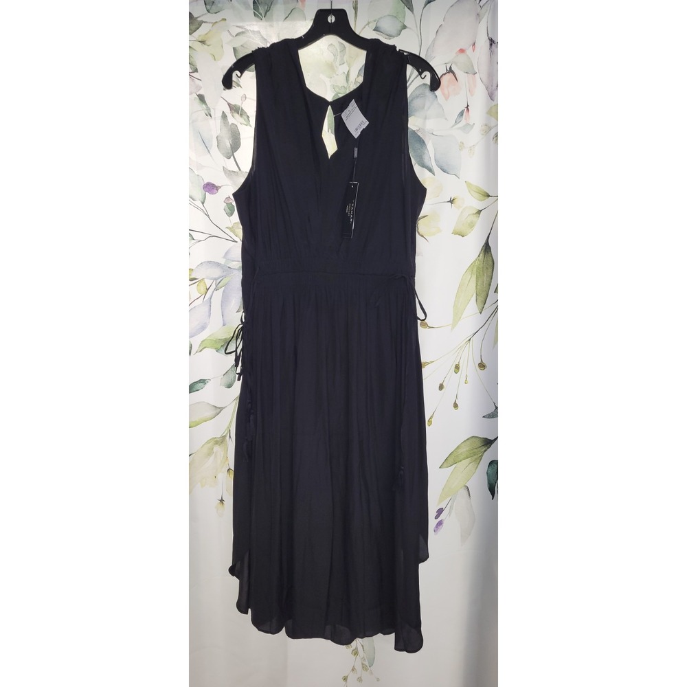 New Tahari 2x Black Side Tie Midi Dress
